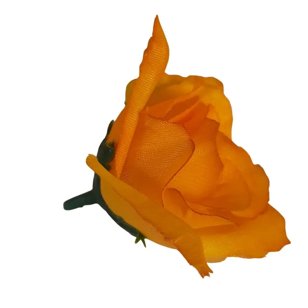 Orange Silk Artificial Rose Flower Heads Stemless Wedding Craft 2.5